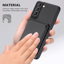 For Samsung Galaxy S21 5G Carbon Fiber Leather Card Magsafe Phone Case(Black)