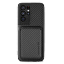For Samsung Galaxy S21 Ultra 5G Carbon Fiber Leather Card Magsafe Phone Case(Black)