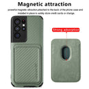 For Samsung Galaxy S21 Ultra 5G Carbon Fiber Leather Card Magsafe Phone Case(Green)