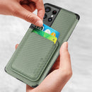 For Samsung Galaxy S21 Ultra 5G Carbon Fiber Leather Card Magsafe Phone Case(Green)