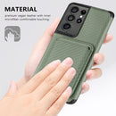 For Samsung Galaxy S21 Ultra 5G Carbon Fiber Leather Card Magsafe Phone Case(Green)
