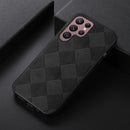 For Samsung Galaxy S22 Ultra 5G Weave Plaid PU Phone Case(Black)