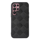 For Samsung Galaxy S22 Ultra 5G Weave Plaid PU Phone Case(Black)