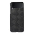 For Samsung Galaxy Z Flip 3 5G Weave Plaid PU Phone Case(Black)