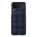 For Samsung Galaxy Z Flip 3 5G Weave Plaid PU Phone Case(Blue)