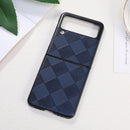 For Samsung Galaxy Z Flip 3 5G Weave Plaid PU Phone Case(Blue)