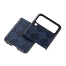 For Samsung Galaxy Z Flip 3 5G Weave Plaid PU Phone Case(Blue)