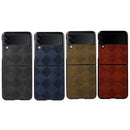 For Samsung Galaxy Z Flip 3 5G Weave Plaid PU Phone Case(Blue)