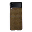 For Samsung Galaxy Z Flip 3 5G Weave Plaid PU Phone Case(Green)