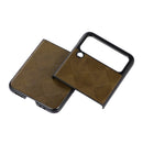For Samsung Galaxy Z Flip 3 5G Weave Plaid PU Phone Case(Green)