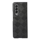 For Samsung Galaxy Z Fold3 5G Weave Plaid PU Phone Case(Black)