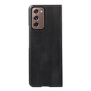 For Samsung Galaxy Z Fold2 5G Yellow Cow Texture PU Phone Case(Black)