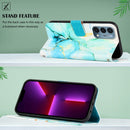For OnePlus Nord N200 5G & OPPO A74 5G PT003 Marble Pattern Flip Leather Phone Case(Green LS003)