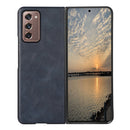 For Samsung Galaxy Z Fold2 5G Cowhide Texture PU Phone Case(Blue)