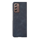 For Samsung Galaxy Z Fold2 5G Cowhide Texture PU Phone Case(Blue)