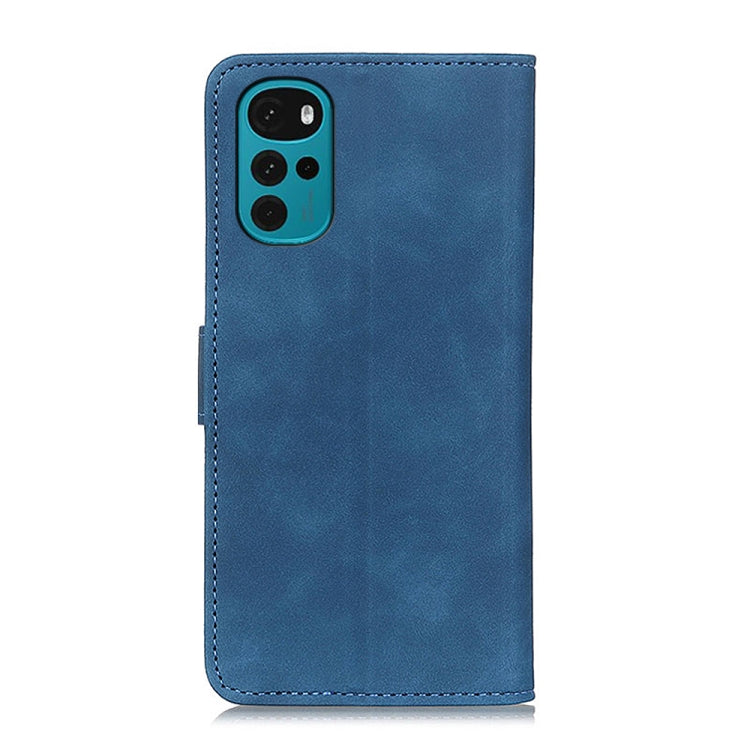 For Motorola Moto G22 KHAZNEH Retro Texture Leather Phone Case(Blue)