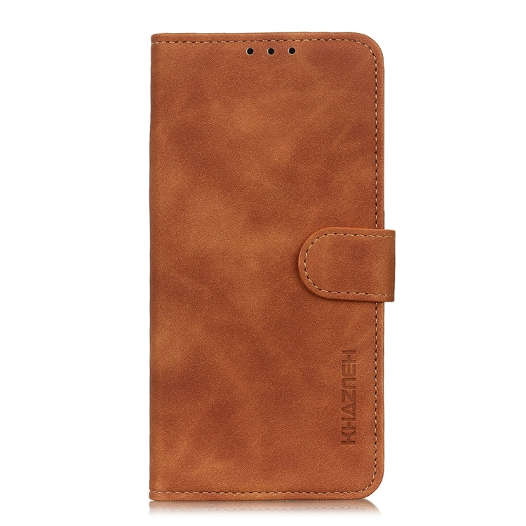 For Motorola Moto G22 KHAZNEH Retro Texture Leather Phone Case(Brown)