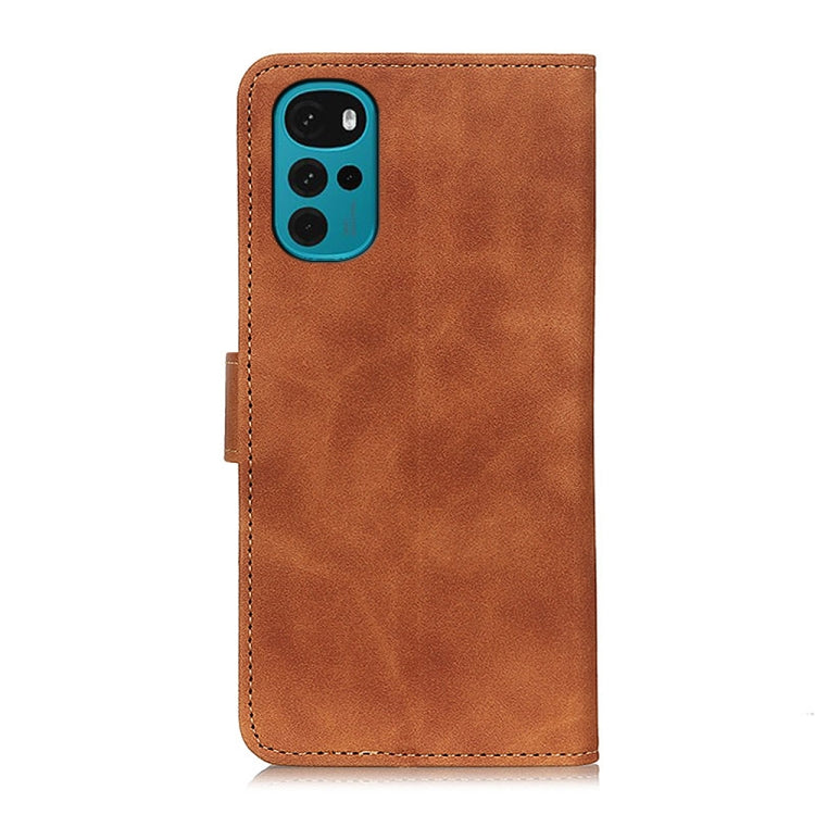 For Motorola Moto G22 KHAZNEH Retro Texture Leather Phone Case(Brown)