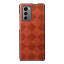 For LG Wing 5G Weave Plaid PU Phone Case(Brown)
