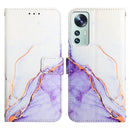 For Xiaomi 12 Pro PT003 Marble Pattern Flip Leather Phone Case(White Purple LS006)
