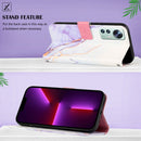 For Xiaomi 12 Pro PT003 Marble Pattern Flip Leather Phone Case(White Purple LS006)