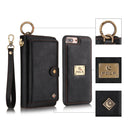 For iPhone 7 Plus / 8 Plus POLA Multi-function Fashion Zipper Magnetic Horizontal Flip Leather Case with Card Slots & Wallet & Photo Frame & Lanyard(Black)