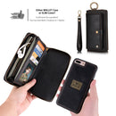 For iPhone 7 Plus / 8 Plus POLA Multi-function Fashion Zipper Magnetic Horizontal Flip Leather Case with Card Slots & Wallet & Photo Frame & Lanyard(Black)
