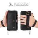 For iPhone 7 Plus / 8 Plus POLA Multi-function Fashion Zipper Magnetic Horizontal Flip Leather Case with Card Slots & Wallet & Photo Frame & Lanyard(Black)