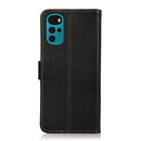 For Motorola Moto G22 KHAZNEH Side-Magnetic Litchi Genuine Leather RFID Phone Case(Black)