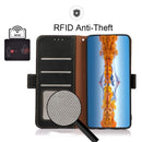 For Motorola Moto G22 KHAZNEH Side-Magnetic Litchi Genuine Leather RFID Phone Case(Black)