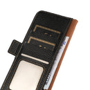 For Motorola Moto G22 KHAZNEH Side-Magnetic Litchi Genuine Leather RFID Phone Case(Blue)