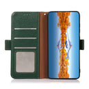 For Motorola Moto G22 KHAZNEH Side-Magnetic Litchi Genuine Leather RFID Phone Case(Green)