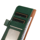 For Motorola Moto G22 KHAZNEH Side-Magnetic Litchi Genuine Leather RFID Phone Case(Green)