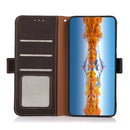 For Motorola Moto G22 KHAZNEH Side-Magnetic Litchi Genuine Leather RFID Phone Case(Brown)