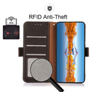 For Motorola Moto G22 KHAZNEH Side-Magnetic Litchi Genuine Leather RFID Phone Case(Brown)