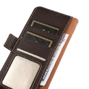 For Motorola Moto G22 KHAZNEH Side-Magnetic Litchi Genuine Leather RFID Phone Case(Brown)