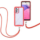 For Samsung Galaxy A33 5G Starry Sky Solid Color Series Shockproof PC + TPU Protective Phone Case with Neck Strap(Red)
