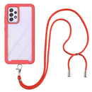 For Samsung Galaxy A33 5G Starry Sky Solid Color Series Shockproof PC + TPU Protective Phone Case with Neck Strap(Red)