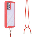 For Samsung Galaxy A33 5G Starry Sky Solid Color Series Shockproof PC + TPU Protective Phone Case with Neck Strap(Red)