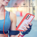 For Samsung Galaxy A33 5G Starry Sky Solid Color Series Shockproof PC + TPU Protective Phone Case with Neck Strap(Red)