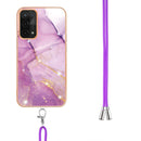 For OPPO A74 5G / A93 5G / A54 5G / A93s 5G Electroplating Marble IMD TPU Phone Case with Lanyard(Purple 001)