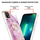 For OPPO A15 / A15s Electroplating Marble Pattern IMD TPU Phone Case with Ring Holder(Purple 001)