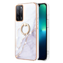 For OPPO A53s 5G / A55 5G / A54 4G / A16 / A54s Electroplating Marble Pattern IMD TPU Phone Case with Ring Holder(White 006)