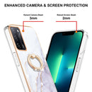 For OPPO A53s 5G / A55 5G / A54 4G / A16 / A54s Electroplating Marble Pattern IMD TPU Phone Case with Ring Holder(White 006)