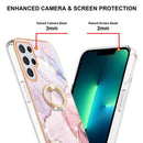 For Samsung Galaxy S22 Ultra Electroplating Marble IMD TPU Phone Case with Ring Holder(Rose Gold 005)