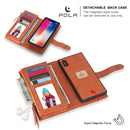 For iPhone XS Max POLA Multi-function Fashion Magnetic Horizontal Flip Leather Case with Card Slots & Wallet & Photo Frame & Holder(Brown)