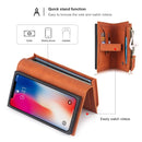 For iPhone XS Max POLA Multi-function Fashion Magnetic Horizontal Flip Leather Case with Card Slots & Wallet & Photo Frame & Holder(Brown)