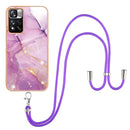 For Xiaomi Mi 11i / 11i HyperCharge 5G Global Electroplating Marble IMD TPU Phone Case with Lanyard(Purple 001)