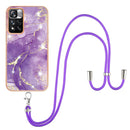 For Xiaomi Mi 11i / 11i HyperCharge 5G Global Electroplating Marble IMD TPU Phone Case with Lanyard(Purple 002)
