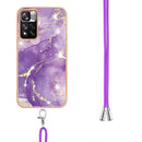 For Xiaomi Mi 11i / 11i HyperCharge 5G Global Electroplating Marble IMD TPU Phone Case with Lanyard(Purple 002)